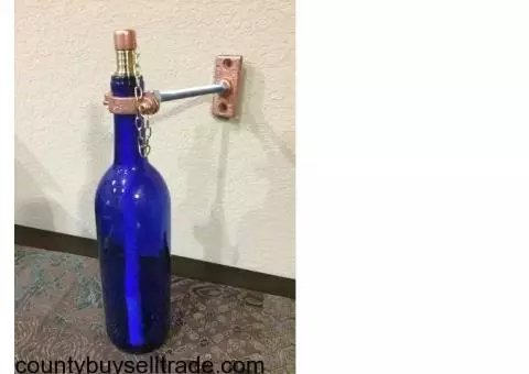 Cobalt Blue Wine Bottle Tiki Torch